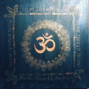 Teal Aum & Gold Painting